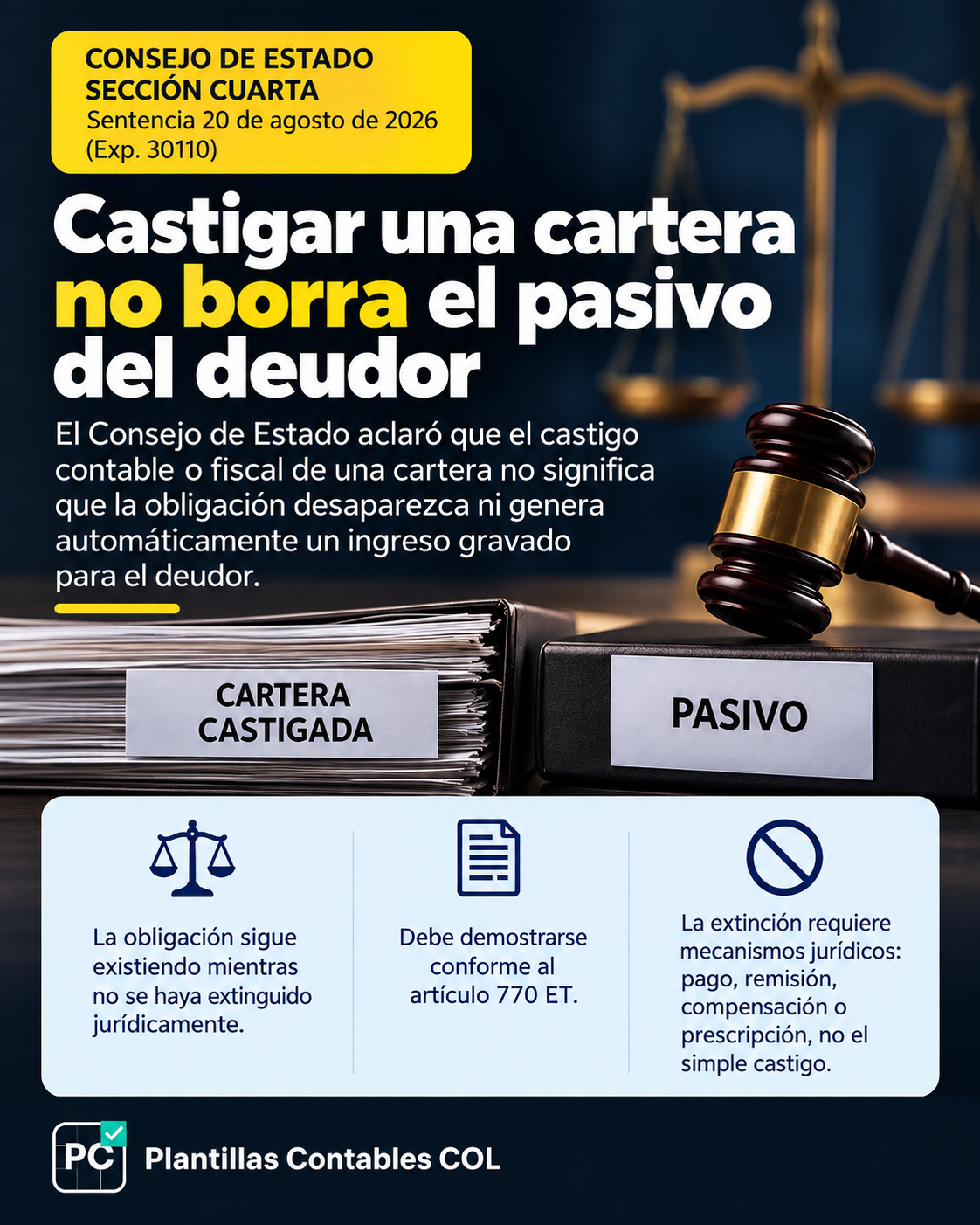 Castigar una cartera no borra el pasivo del deudor