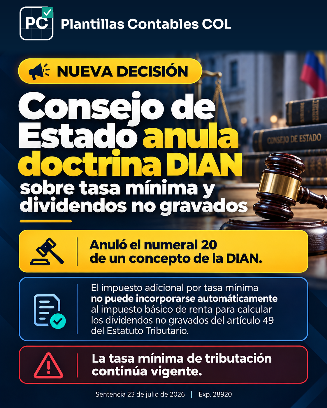 Consejo de Estado anula doctrina DIAN que afectaba el cálculo de dividendos no gravados