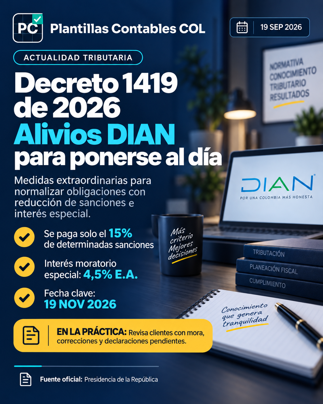 Decreto 1419 de 2026: alivios DIAN para ponerse al día con sanciones e intereses