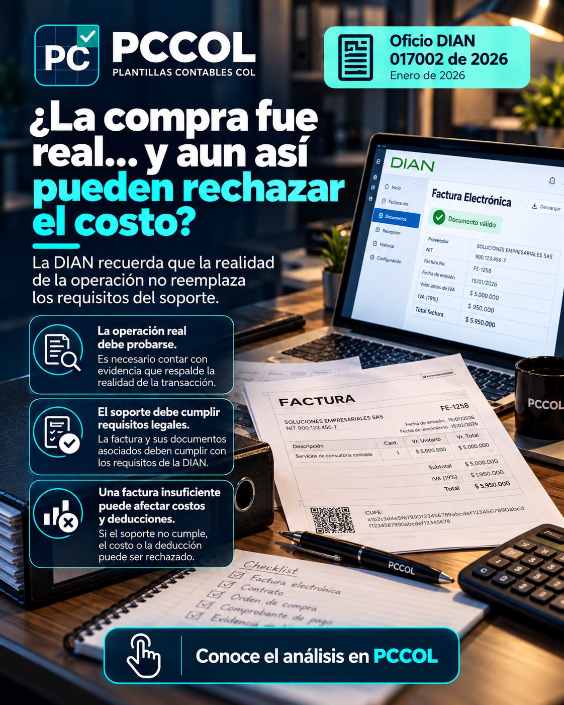 ¿La compra fue real y aun así pueden rechazar el costo? Lo que la DIAN recordó sobre el soporte fiscal