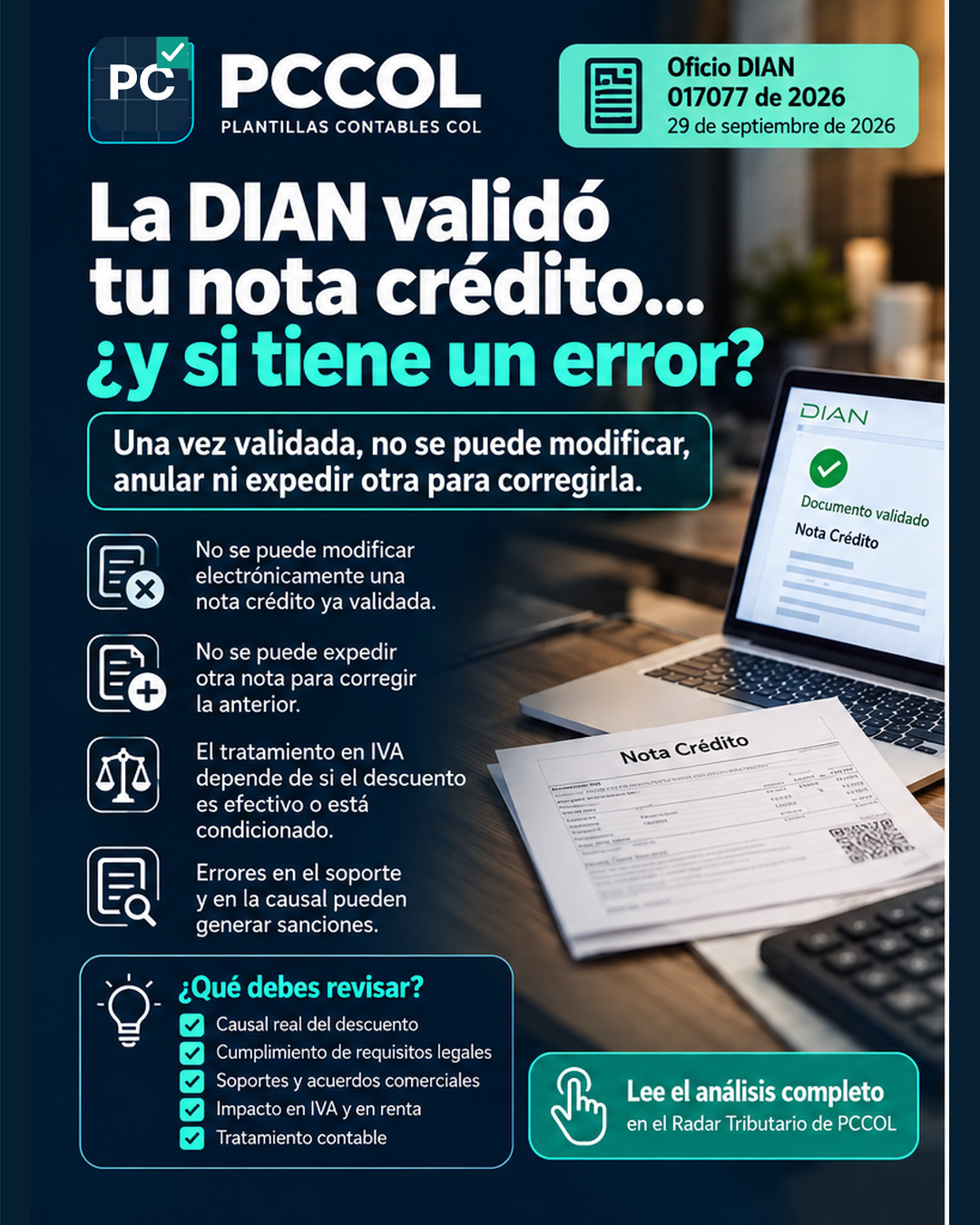 ¿La DIAN validó tu nota crédito y tiene un error? No la corrijas con otra nota