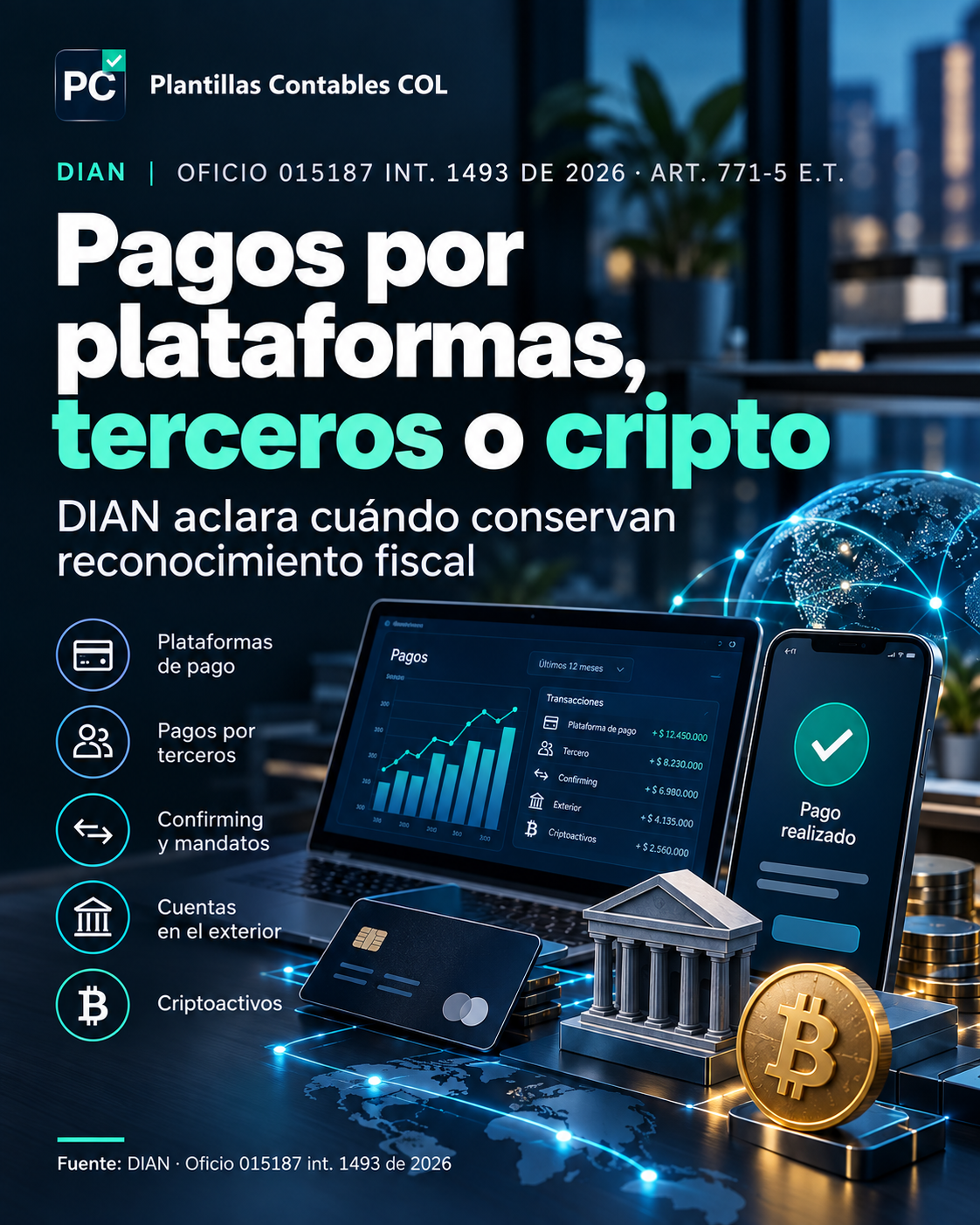 Pagos por plataformas, terceros o cripto: DIAN aclara cuándo conservan reconocimiento fiscal